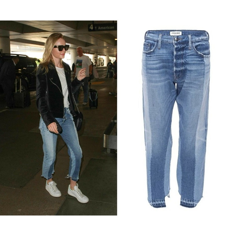 FRAME Denim Nouveau‎ Le Mix Jeans Patchwork Raw Staggered Hem NWT Size 27 $345